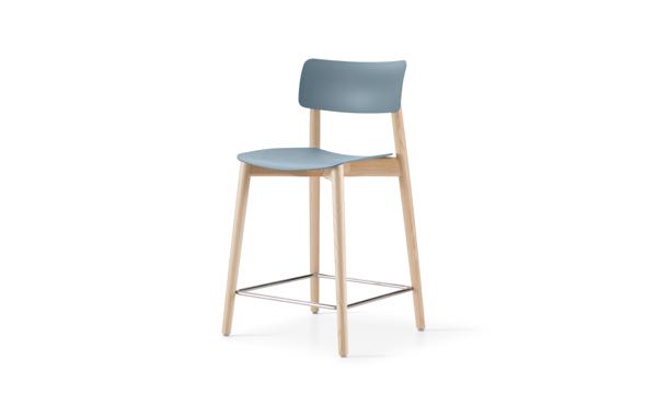 Everwood Stool Blue Natural 24 Front 3 4