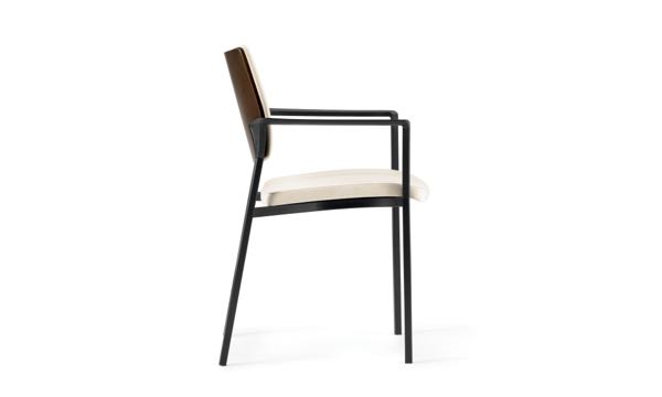 Font Chair Serif Upholstered Seat and Pad Wood Back