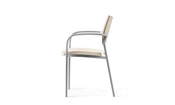 Font Chair Script Upholstered Seat Wood Back Side
