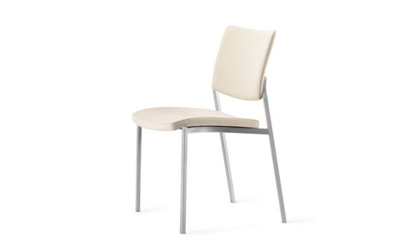 Font Chair Armless White Upholstered Seat and Back Front 3 4