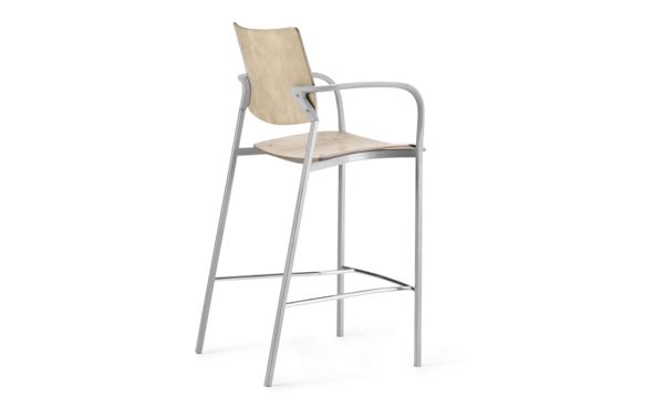 Font Stool Script Wood Seat and Back Back 3 4