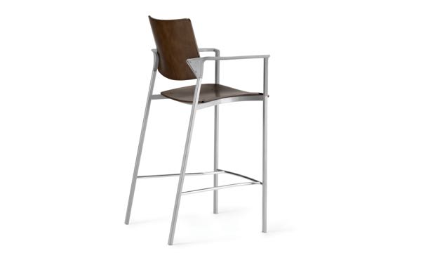 Font Stool Serif Wood Seat and Back Back 3 4
