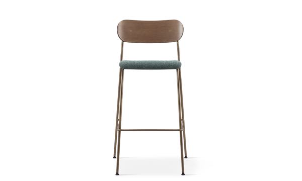Paisans Stool Skate Upholstered Seat Wood Back 30 Front