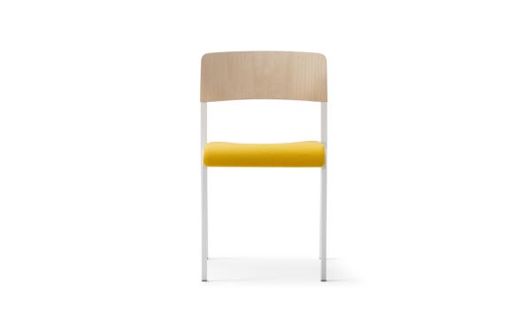 Viiva Chair Wood Upholstered Yellow Front