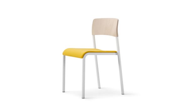 Viiva Chair Wood Upholstered Yellow 3 4