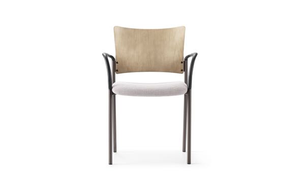 Staxx Chair Light Wood Upholstered White Front