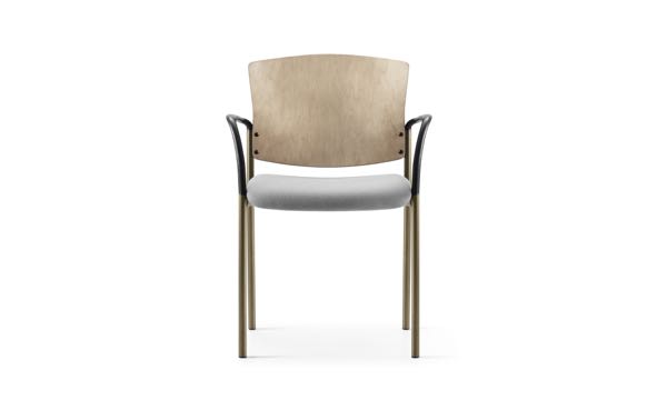 Staxx Chair Light Wood Upholstered Light Grey Front