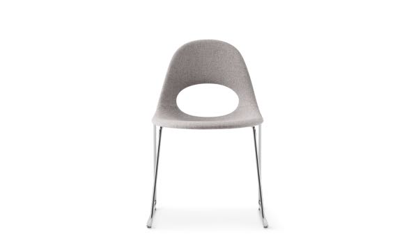 Say O Chair Stacking Sled Upholstered Grey Front