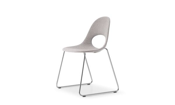 Say O Chair Stacking Sled Upholstered Grey Front 3 4
