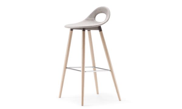 Say O Stool Upholstered Grey Wood Leg 30 Front 3 4