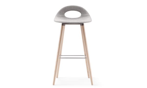 Say O Stool Upholstered Grey Wood Leg 30 Front