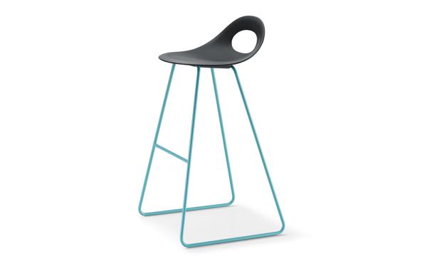 Say O Stool Sled Aqua Poly Black 30 Front 3 4