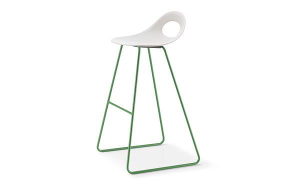 Say O Stool Sled Green Poly White 30 Front 3 4
