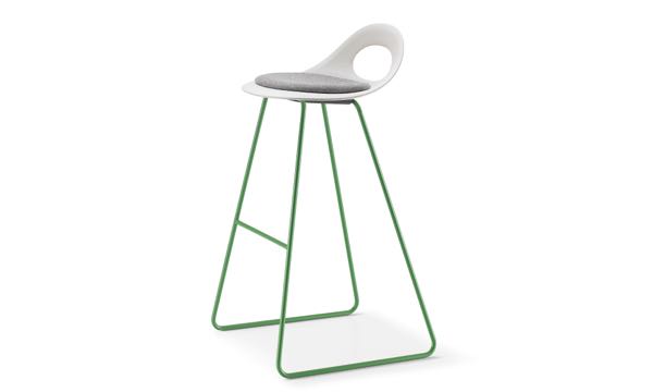 Say O Stool Sled Green Poly White Seat Pad 30 Front 3 4
