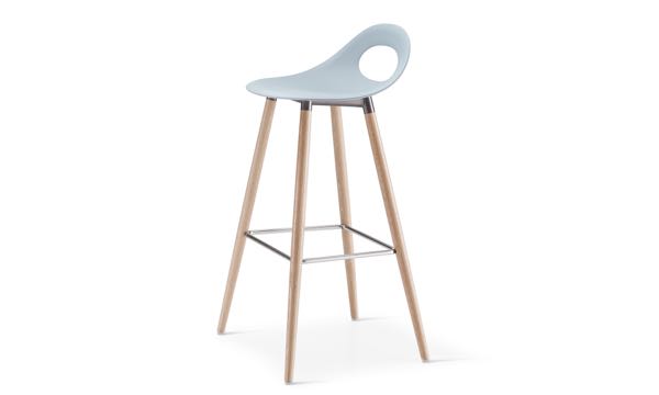 Say O Stool Poly Blue Wood Leg 30 Front 3 4