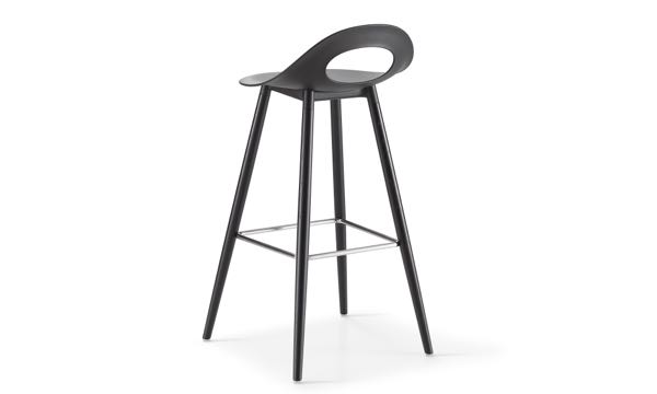 Say O Stool Poly Black Wood Leg 30 Back 3 4