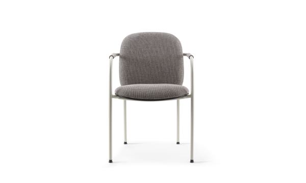 Meets Chair Upholstered Grey Dark Walnut Front