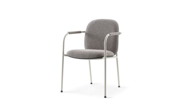 Meets Chair Upholstered Grey Dark Walnut Front 3 4