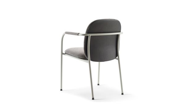 Meets Chair Upholstered Grey Dark Walnut Back 3 4
