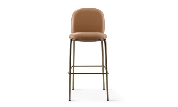 Meets Stool Pecan Brass Leg 30 Front