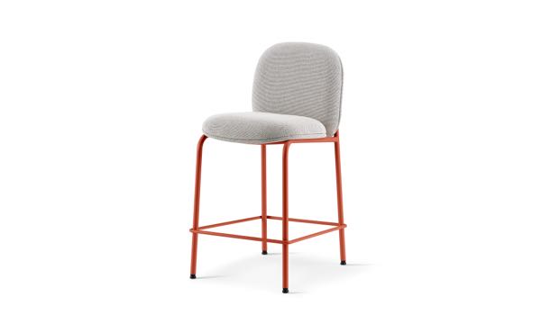 Meets Stool Upholstered Grey Red Leg 24 Front 3 4
