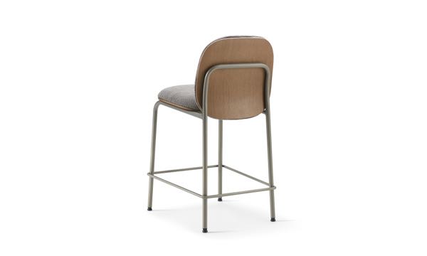 Meets Stool Upholstered Grey Pecan Bronze Leg 24 Back 3 4