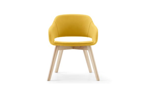 Martini Chair Wood Leg Yellow Front