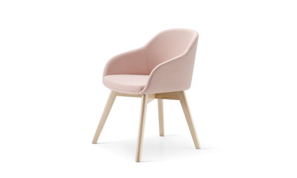 Martini Chair Wood Leg Pink Front 3 4