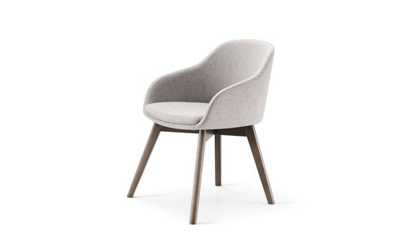 Martini Chair Wood Leg Dark Walnut Grey Front 3 4