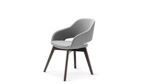 Martini Chair Wood Leg Grey Front 3 4