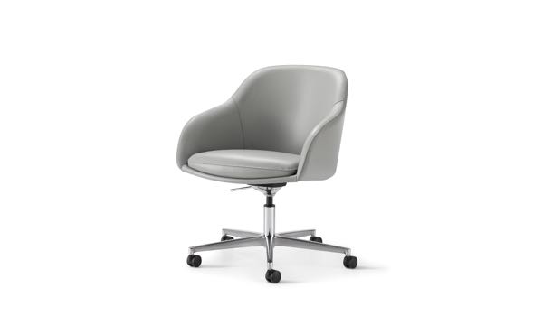 Martini Plus Swivel Grey Leather Front 3 4