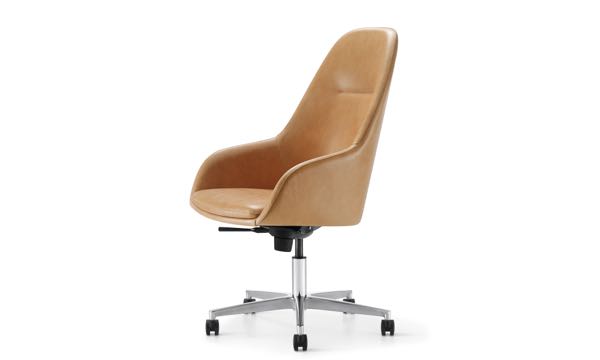 Martini Swivel High Back Tan Leather Front 3 4