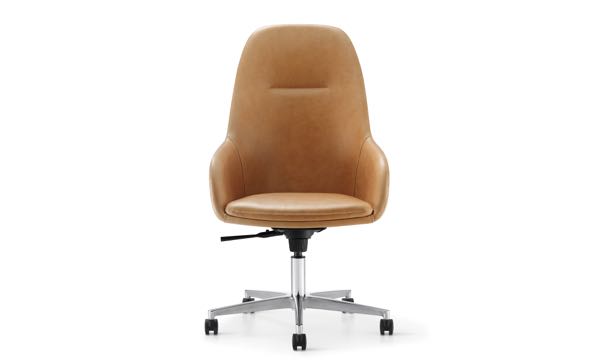 Martini Swivel High Back Tan Leather Front