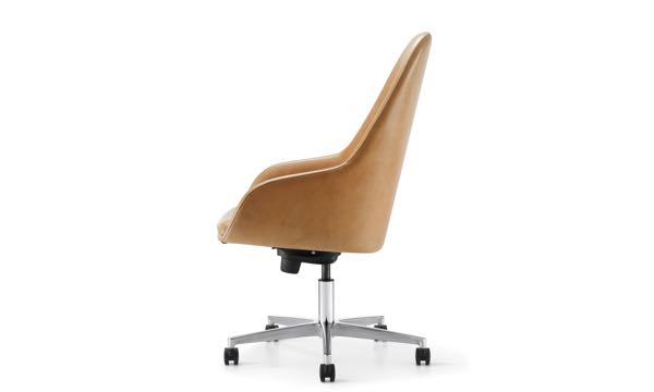 Martini Swivel High Back Tan Leather Side