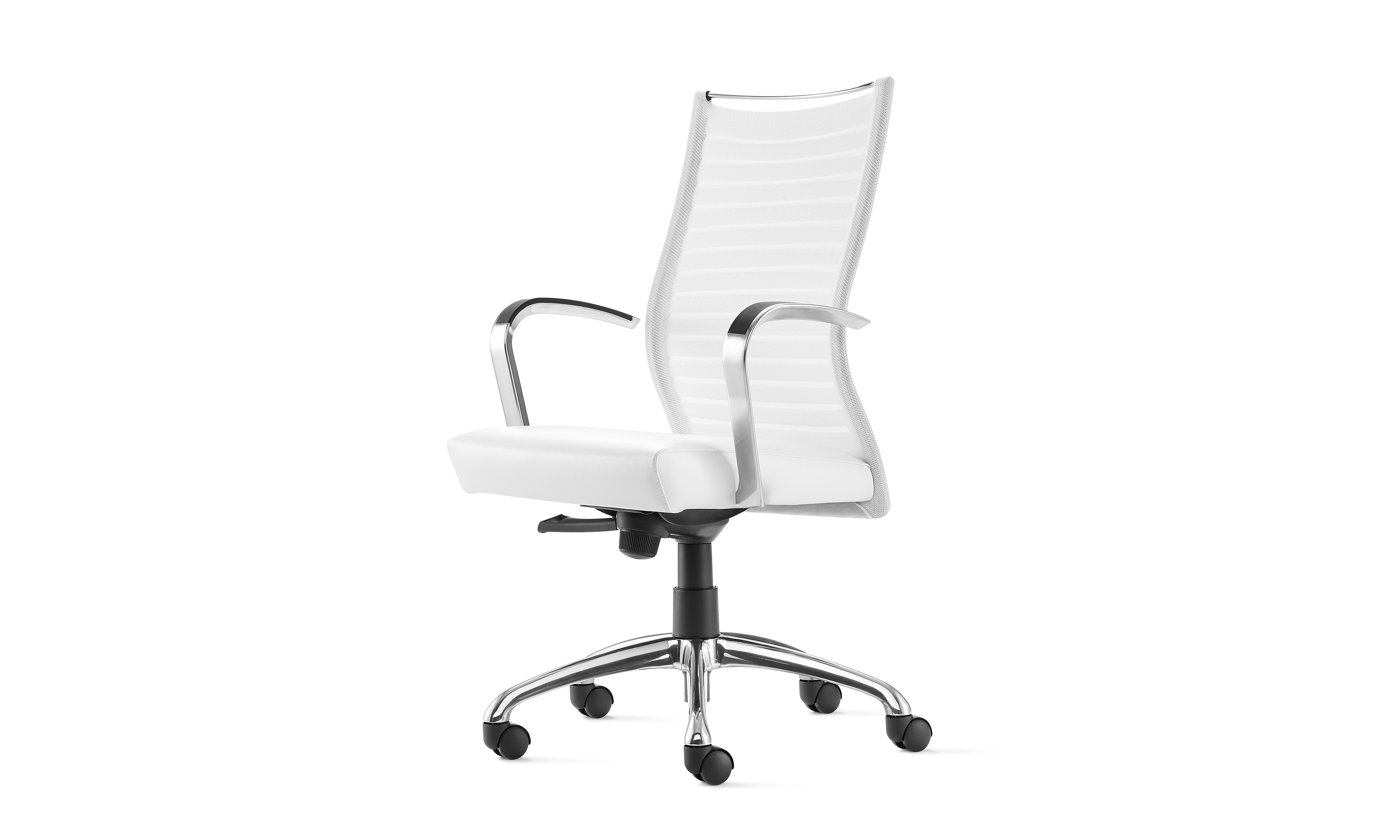 Purl Swivel Arm Aluminum White Front 3 4