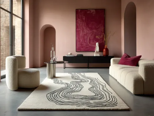  Abstract wave pattern rug.