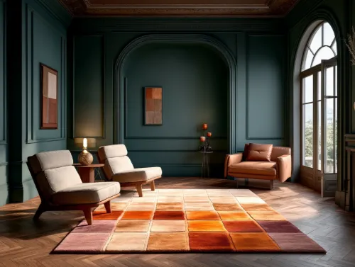Squared gradient pattern rug.