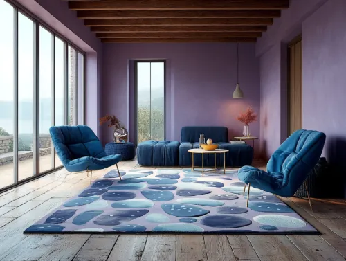  Blue organic shapes rug.