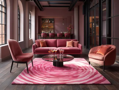  Pink swirl pattern rug