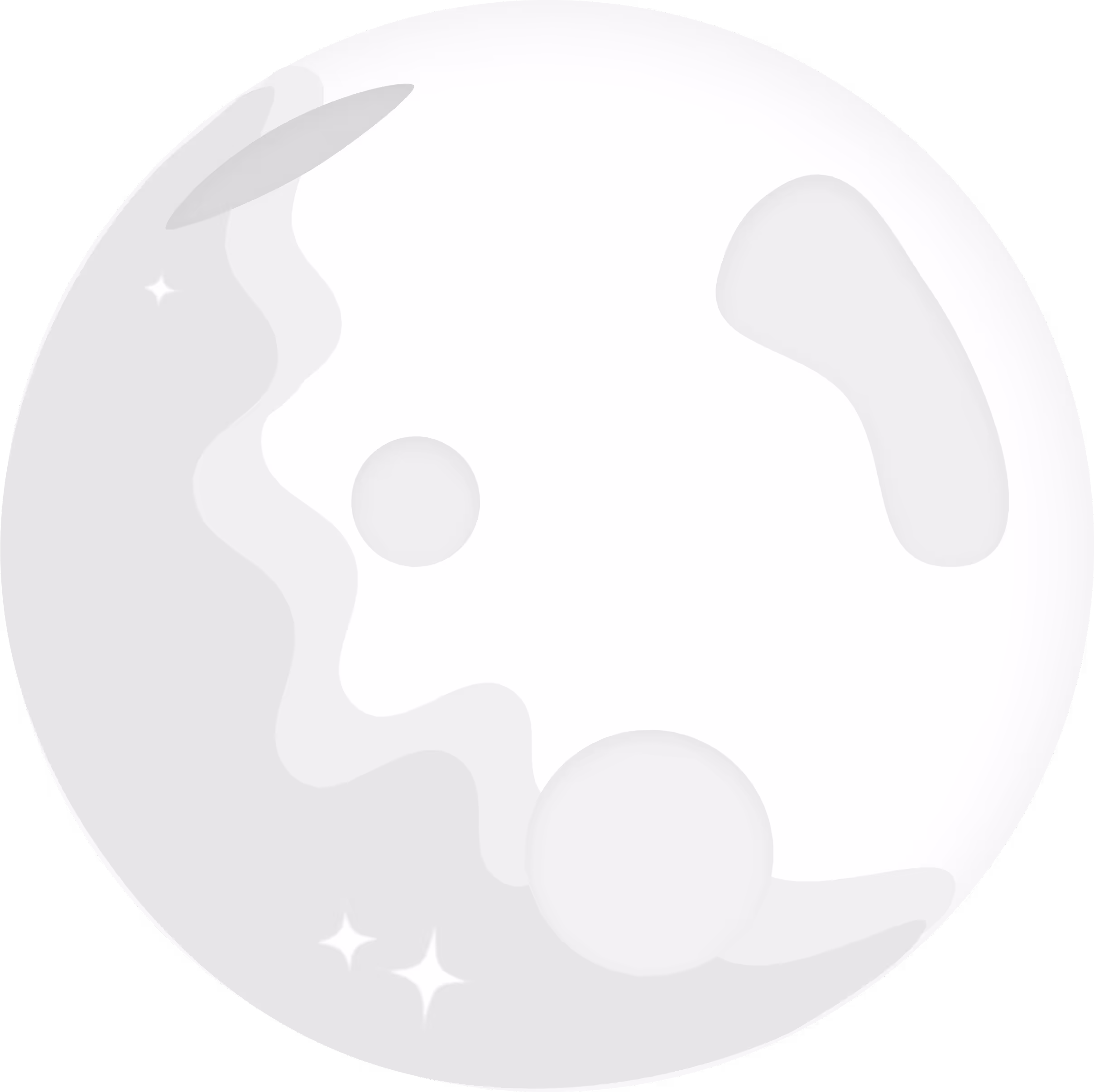 An illustration of the moon with sparkles.