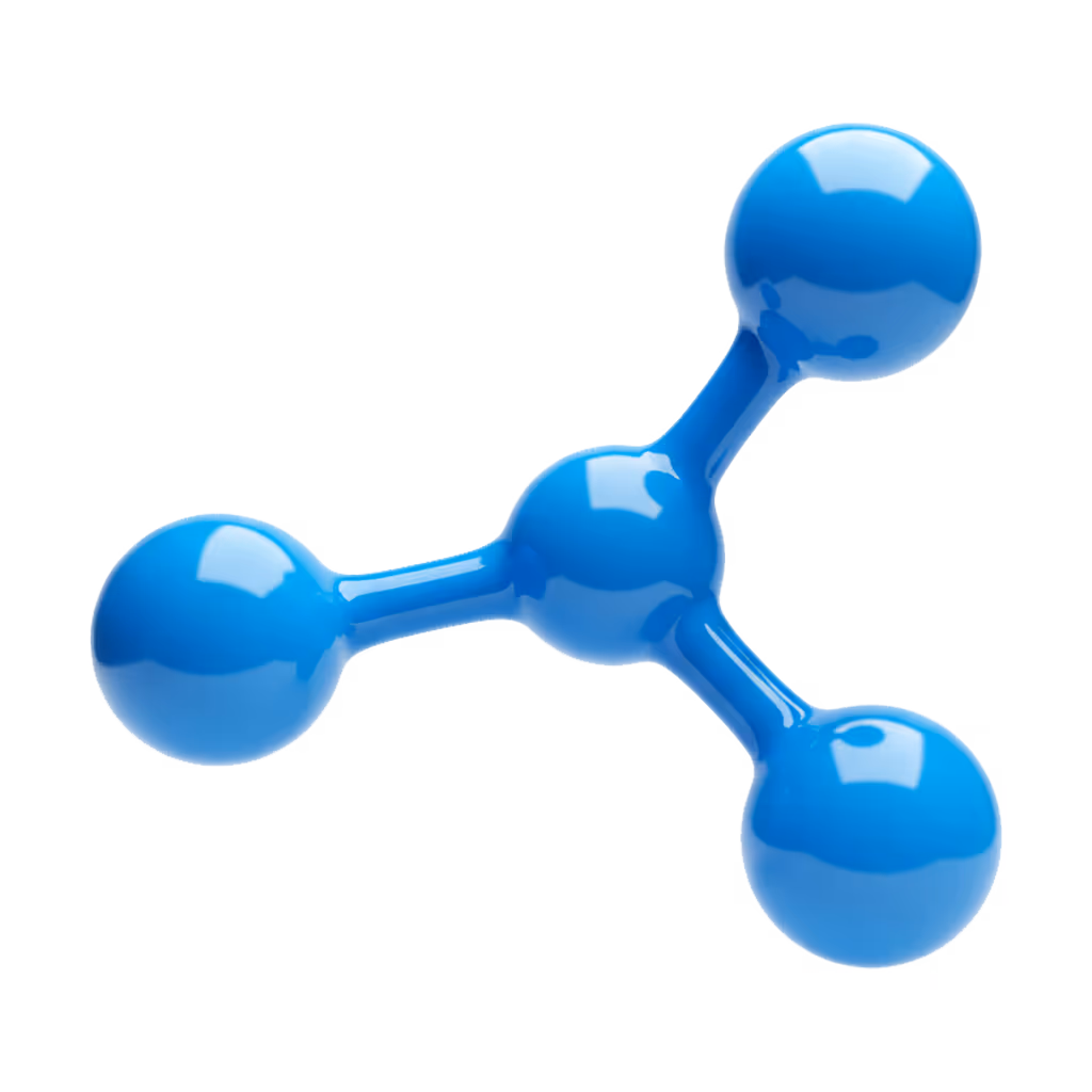 a 3d model of a blue molecule