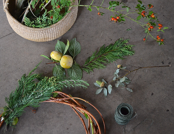 Wreath made from leaves and branches