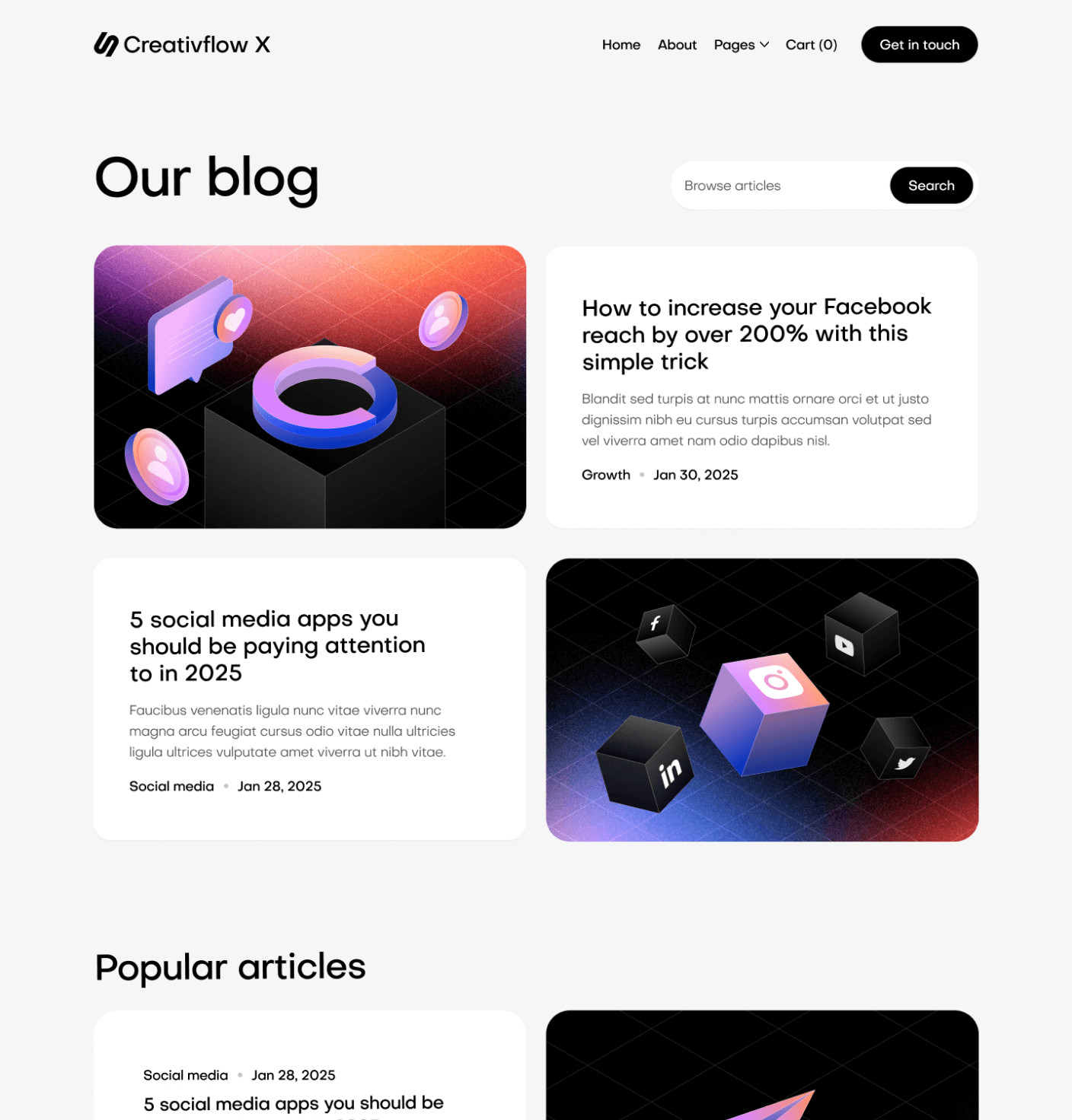 Creativflow X - Blog V1 Main Page - Marketing Agency Webflow Template