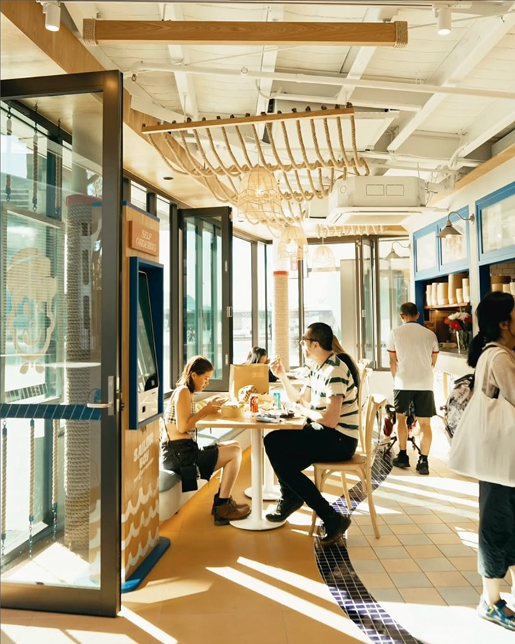 Interior shot of Sailor Boy Thai restaurant with its nautical theme.