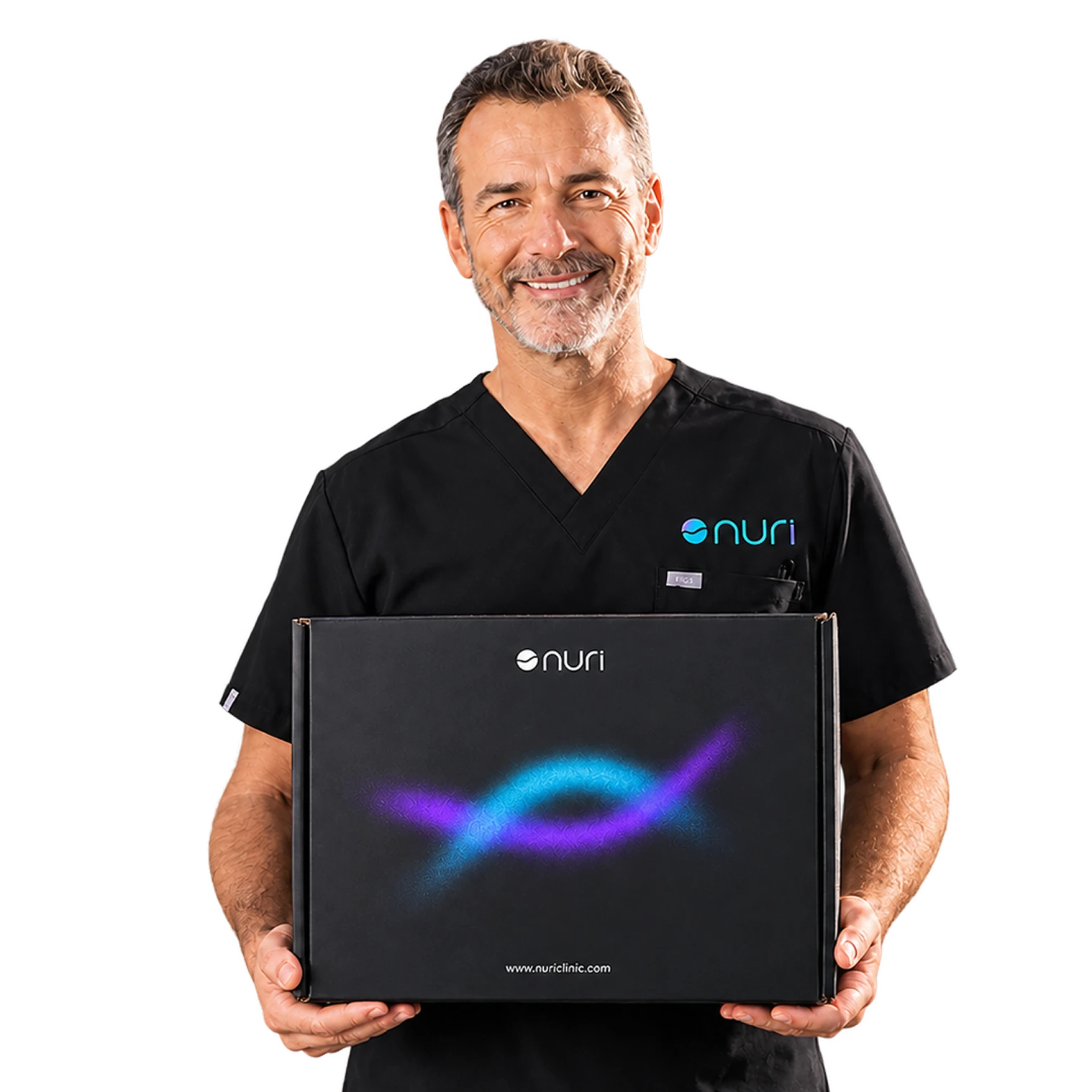 Nuri clinician holding a Nuri program kit