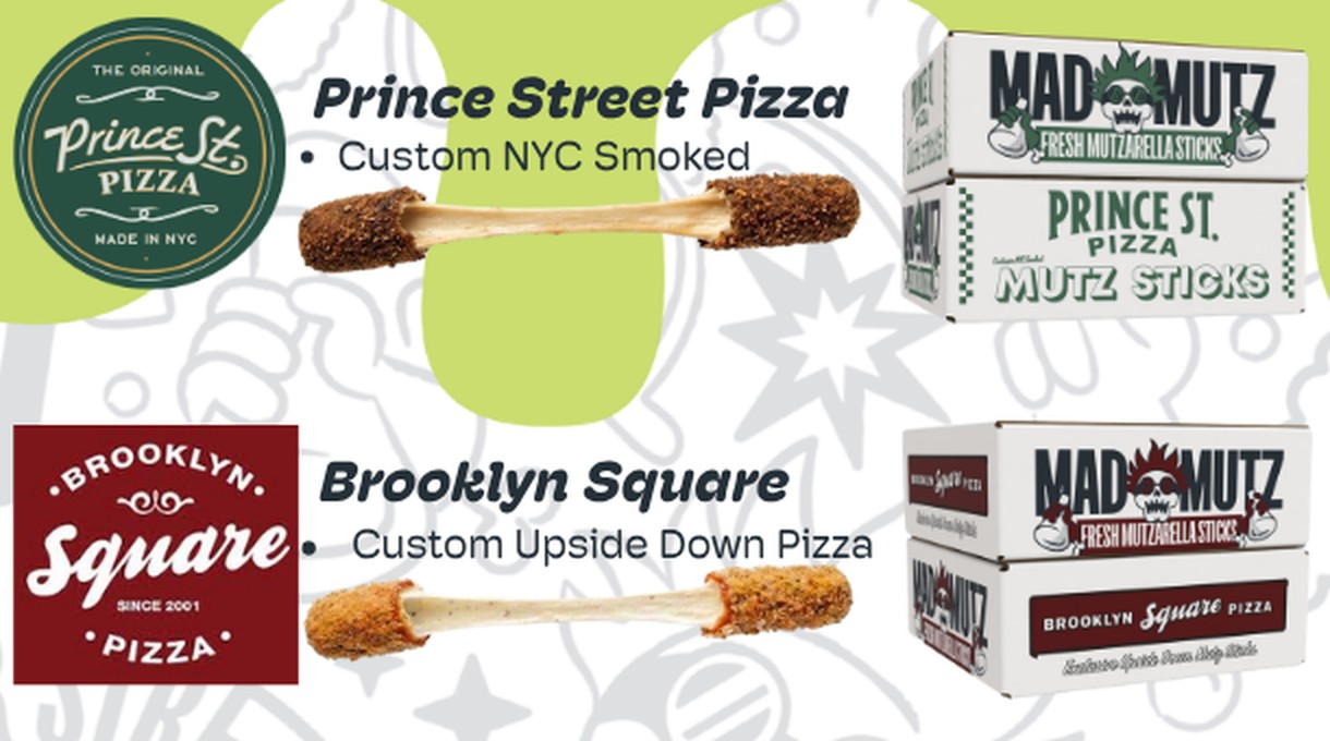 Custom Mad Mutz sticks and branded boxes for Prince Street Pizza and Brooklyn Square Pizza