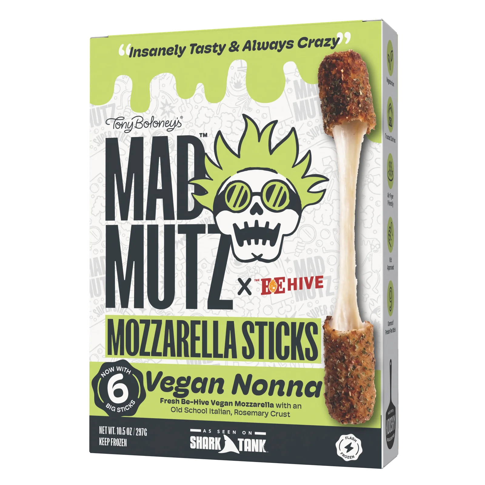 Vegan Nonna Mad Mutz mozzarella sticks box, 6 big sticks
