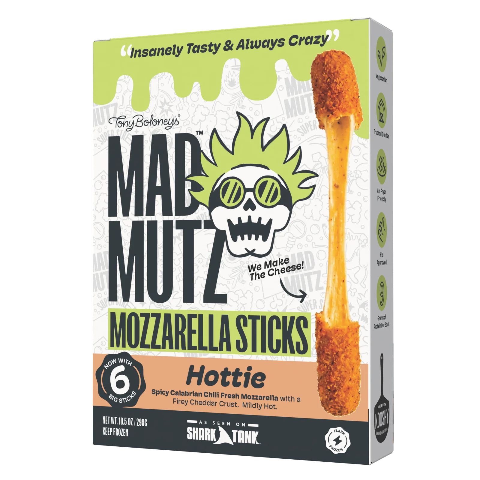 The Hottie Mad Mutz mozzarella sticks box, 6 big sticks