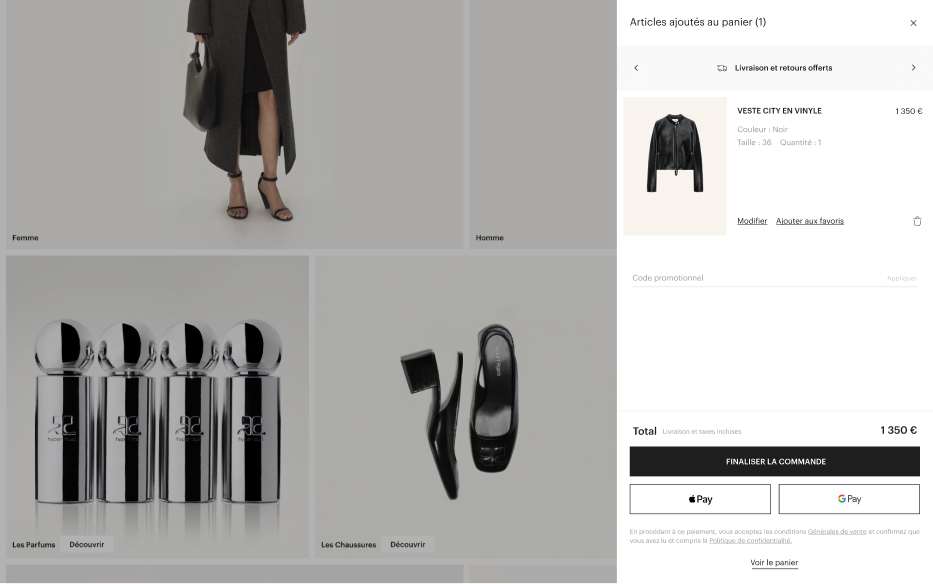 Mockup of the pre-cart