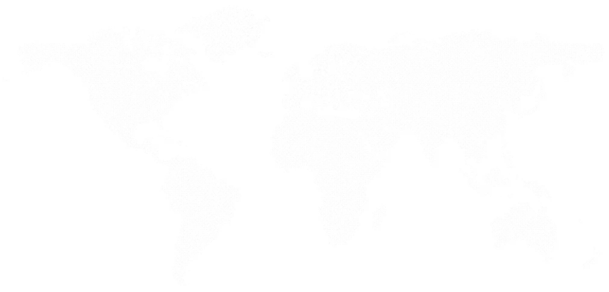 World map made of small repeating white floral patterns on a black background.